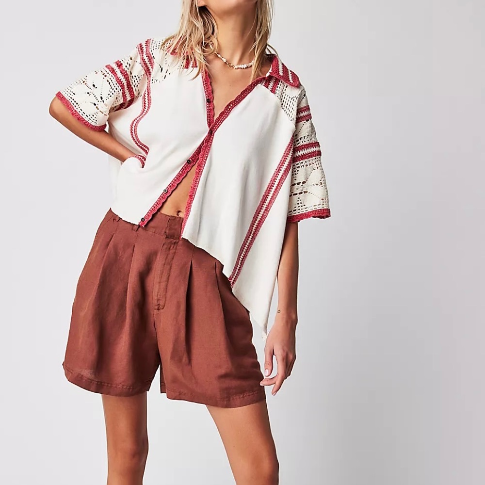 Free People Linen High-Waist Shorts